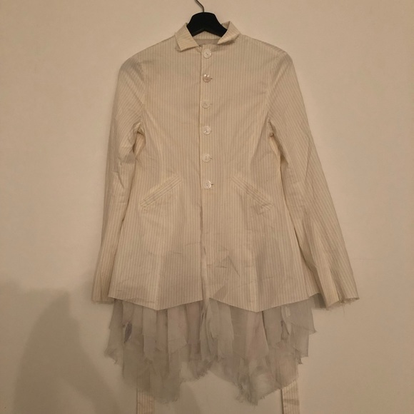 White flowy designer style shirt - Picture 2 of 8